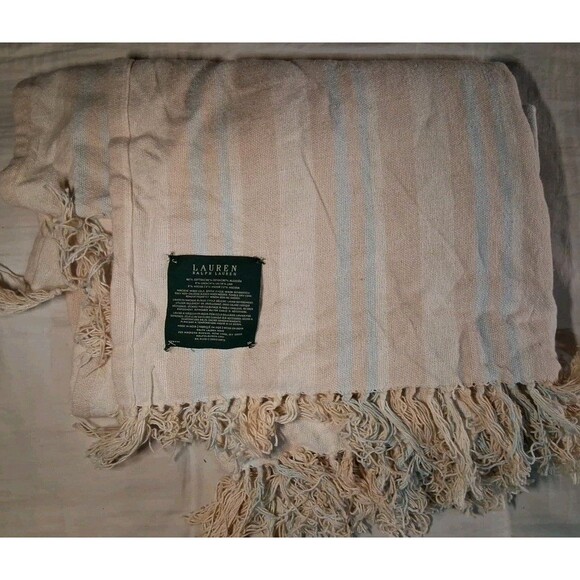Ralph Lauren LRL Throw Blanket 92% Cotton USA  72"x54" Vintage - Picture 1 of 4